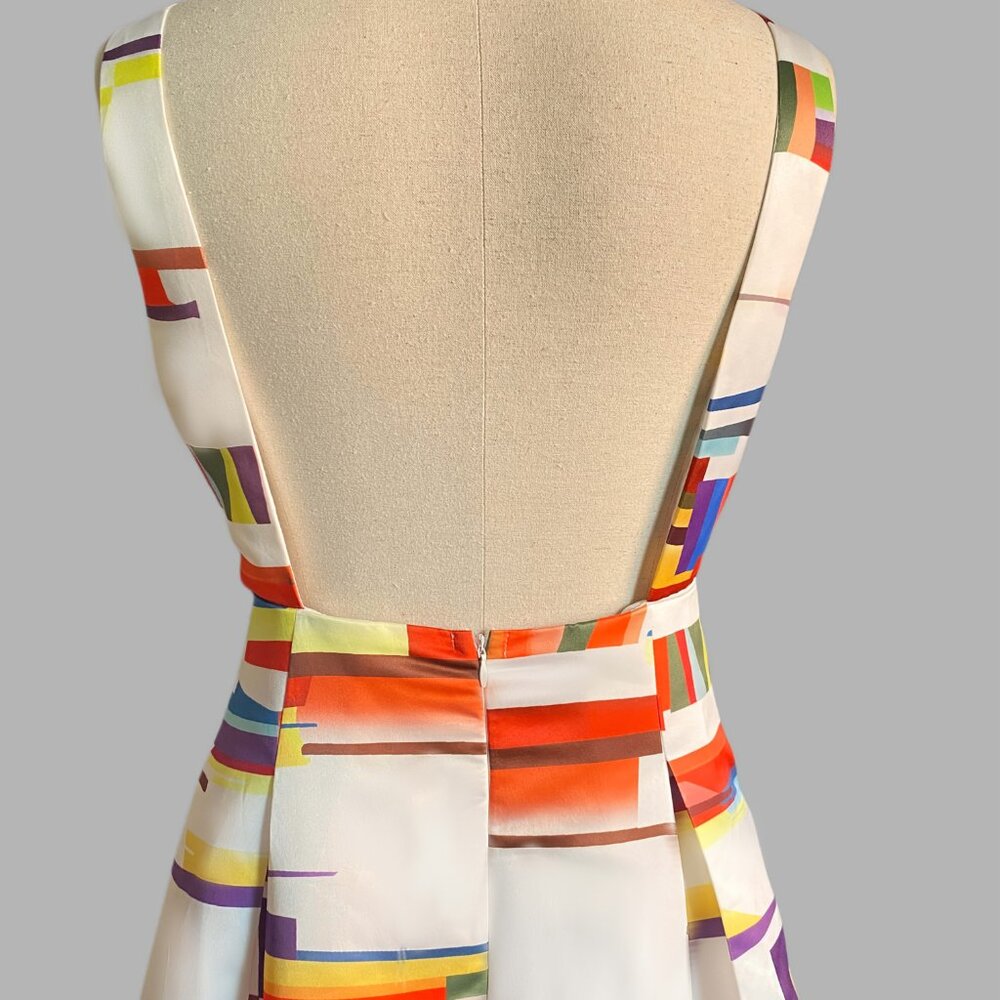 Elegant Boho Geometric Printed Maxi Dress - Boat Neck Sleeveless Backless - Picture 5 of 7